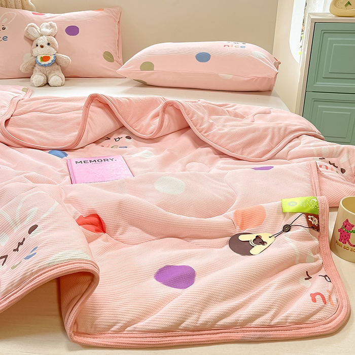 91家纺网 家纺一手货源 找家纺 美梦里 2024新款A类针织华夫格夏被夏凉被空调被子 萌萌兔