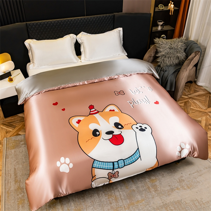 91家纺网 家纺一手货源 找家纺 2025年新款大版冰丝被套 可爱汪-大版冰丝被套