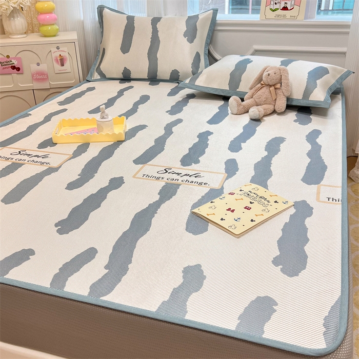 91家纺网 家纺一手货源 找家纺 慕尚 2025新款800D冰藤凉席 线条-床笠款