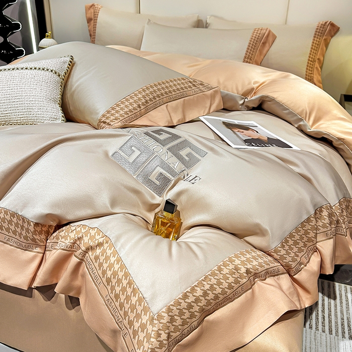 91家纺网 家纺一手货源 找家纺 富盛家纺 2024新款水洗真丝刺绣四件套-威灵顿 威灵顿—香槟