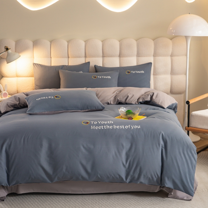 91家纺网 家纺一手货源 找家纺 梦恬佳 2024新款水洗磨毛四件套 钻石蓝