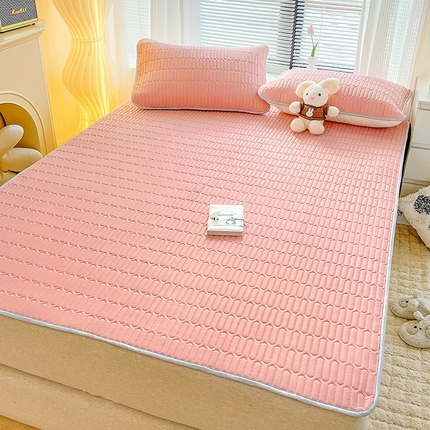 寐居家纺 2024新款A类凉感丝纯色天然乳胶凉席 深粉色