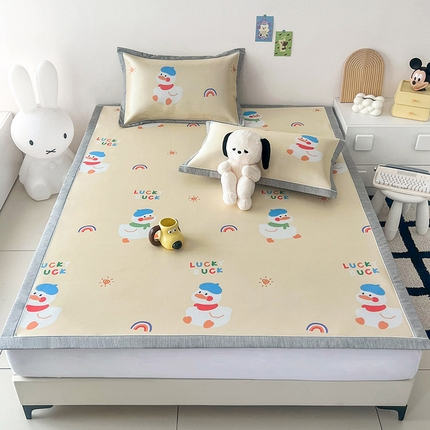 91家纺网 家纺一手货源 找家纺 寐居 2024新款时尚印花牛奶丝凉席 萌鸭