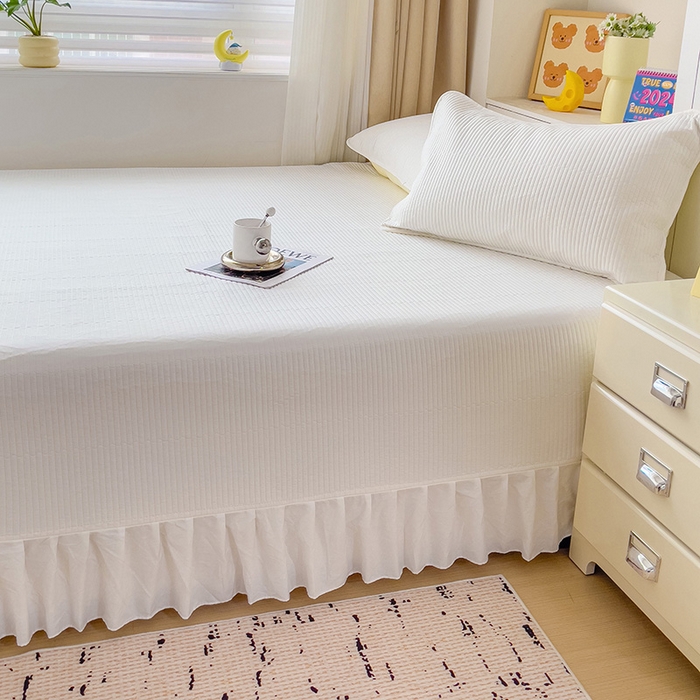 91家纺网 家纺一手货源 找家纺 羽爱2024新款A类全棉纯色榻榻米床盖 奶白