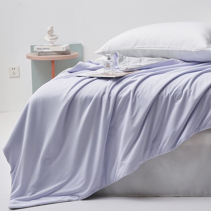 91家纺网 家纺一手货源 找家纺 梦可莱家居 2025新款抗菌凉感丝夏被 星云紫