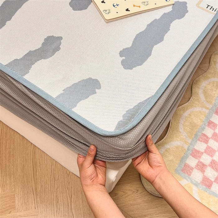 91家纺网 家纺一手货源 找家纺 慕尚 2025新款800D冰藤凉席 线条-床笠款