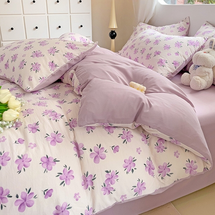 91家纺网 家纺一手货源 找家纺 （总）优选良品 2025新款直播爆款母婴级水洗皱皱棉四件套小碎花被套床笠款三件套