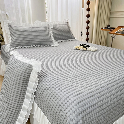 宜凡2024新款A类冰豆豆提花床盖凉席 菱格纹 灰