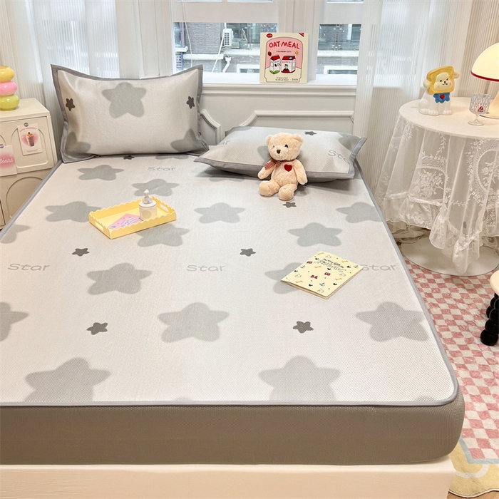 91家纺网 家纺一手货源 找家纺 慕尚 2025新款800D冰藤凉席 星星-床笠款