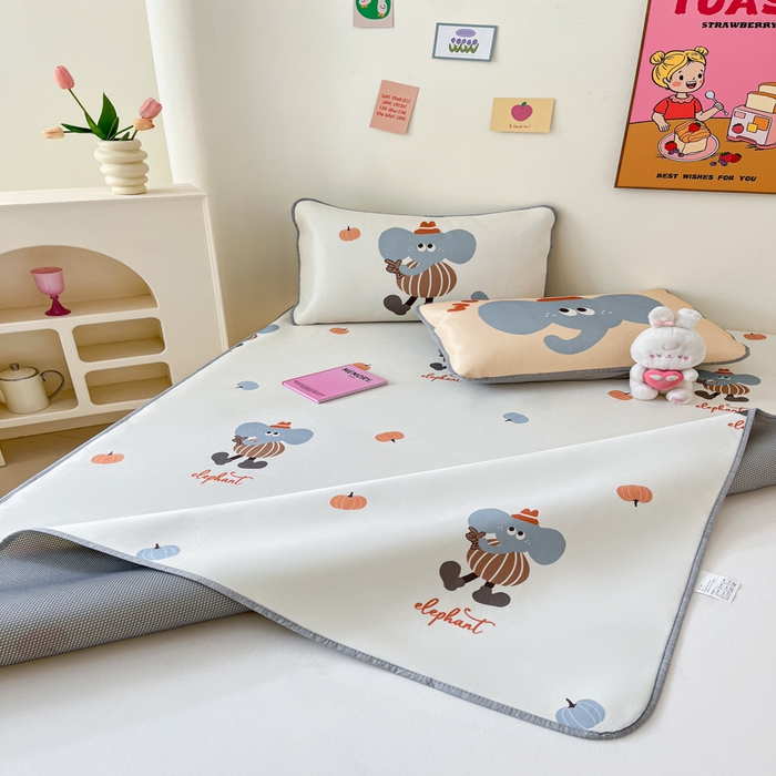 91家纺网 家纺一手货源 找家纺 寐居家纺 2024新款A类时尚印花凉感冰丝凉席 象小贝