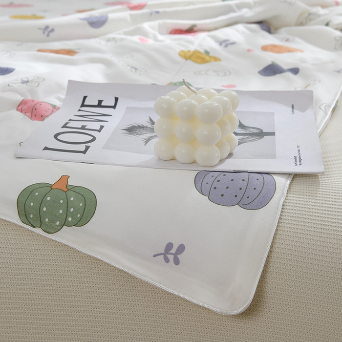 91家纺网 家纺一手货源 找家纺 圣楚家纺  2024新款A类针织棉印花夏被夏凉被空调被 七彩南瓜