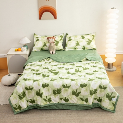 91家纺网 家纺一手货源 找家纺 （总）乐居坊 2024新款亲肤舒适印花芦荟棉夏凉被四件套