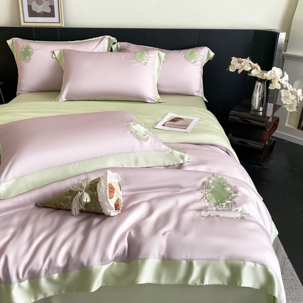 爱缦 2024新款60支奥地利兰精四件套--洛丽塔系列 乌梅子酱