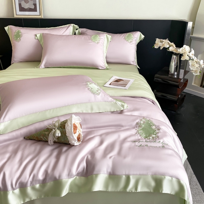 91家纺网 家纺一手货源 找家纺 爱缦 2024新款60支奥地利兰精四件套--洛丽塔系列 乌梅子酱