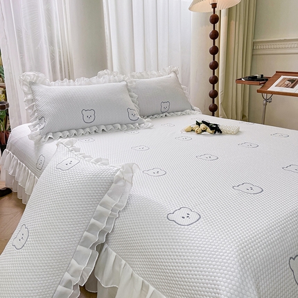 宜凡2024新款A类冰豆豆提花床盖凉席 吉米熊 灰