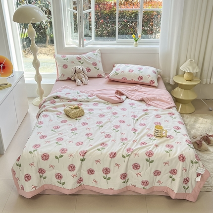 安哆啦家纺 2024新款A类泡泡棉印花夏被四件套 甜茶日记