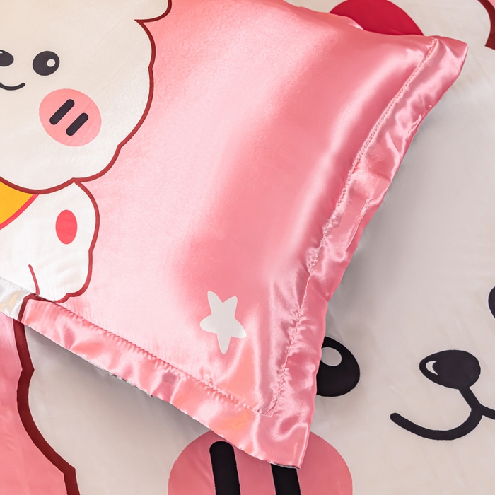 91家纺网 家纺一手货源 找家纺 梦舒羽 2025新款可水洗冰丝枕套宿舍单人凉爽枕头套 小兔叽