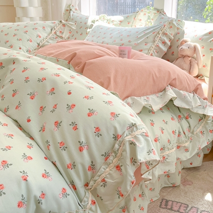 艾唯希家纺 2024新款韩式花边全棉四件套 邂逅