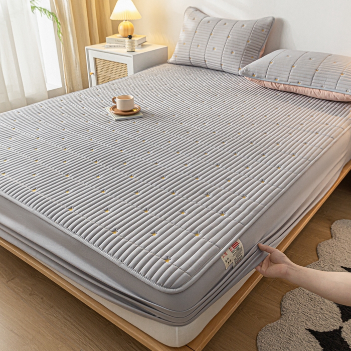 91家纺网 家纺一手货源 找家纺 鑫钰 新款刺绣防水床笠床垫保护罩床罩-星愿 星愿-柏林灰