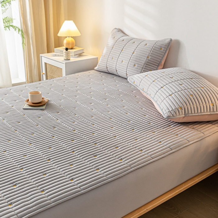 91家纺网 家纺一手货源 找家纺 鑫钰 新款刺绣防水床笠床垫保护罩床罩-星愿 星愿-柏林灰