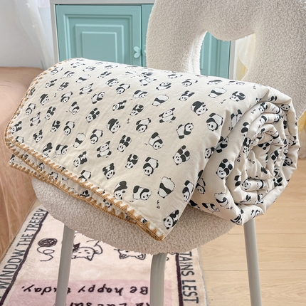 91家纺网 家纺一手货源 找家纺 （总）梦依依 2025新款全棉双层纱贝壳边夏被四件套