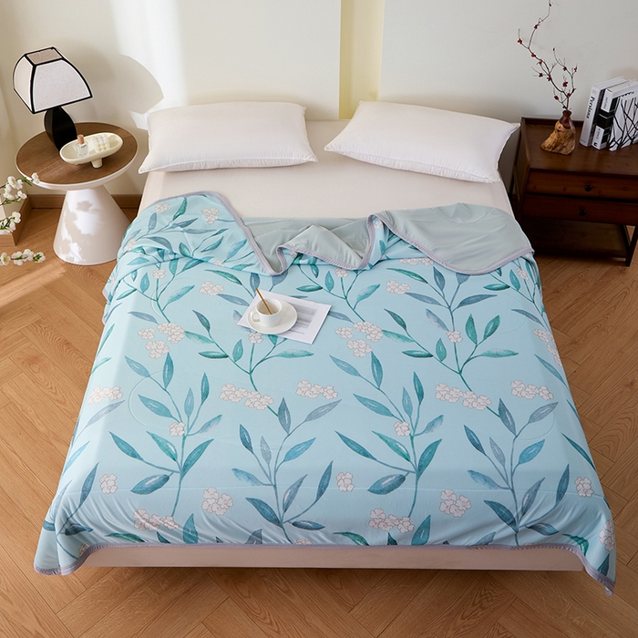 91家纺网 家纺一手货源 找家纺 吾诺家居 2024新款冰嘟嘟微重力硅胶夏被 清雅兰