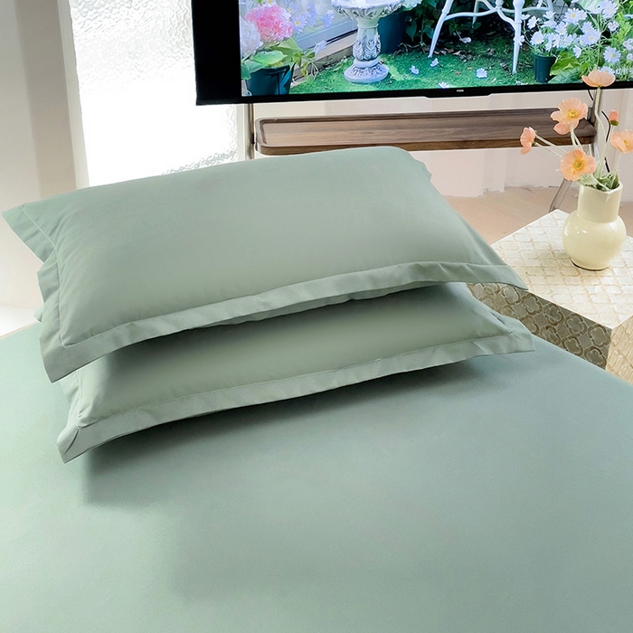 91家纺网 家纺一手货源 找家纺 楠沐家纺 2025年新款芦荟棉柔软亲肤纯色枕套 军绿