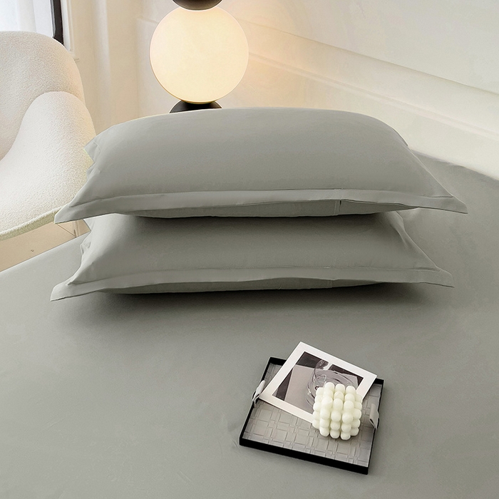 91家纺网 家纺一手货源 找家纺 楠沐家纺 2025年新款芦荟棉柔软亲肤纯色枕套 灰色