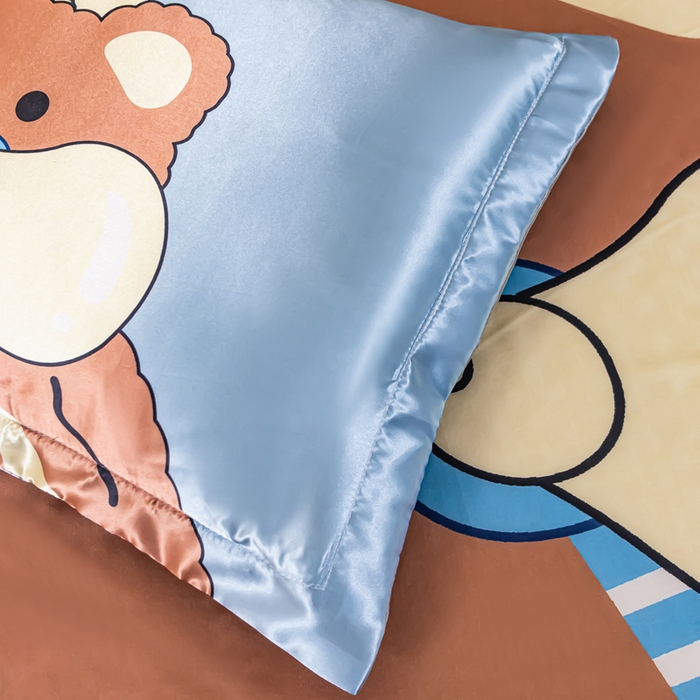 91家纺网 家纺一手货源 找家纺 梦舒羽 2025新款可水洗冰丝枕套宿舍单人凉爽枕头套 抱抱熊