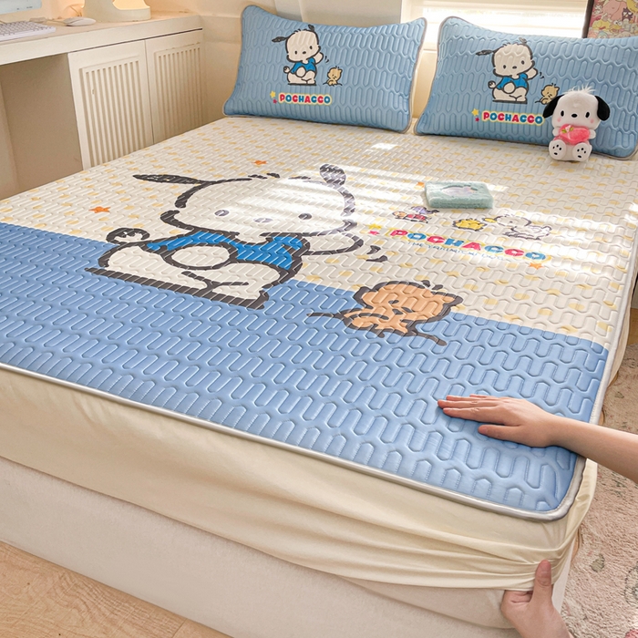 91家纺网 家纺一手货源 找家纺 金爱家 2024款三丽鸥乳胶凉席床笠款 星星帕哈狗