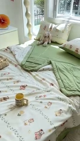 91家纺网 家纺一手货源 找家纺 安哆啦家纺 2024新款A类泡泡棉印花夏被四件套 束漫