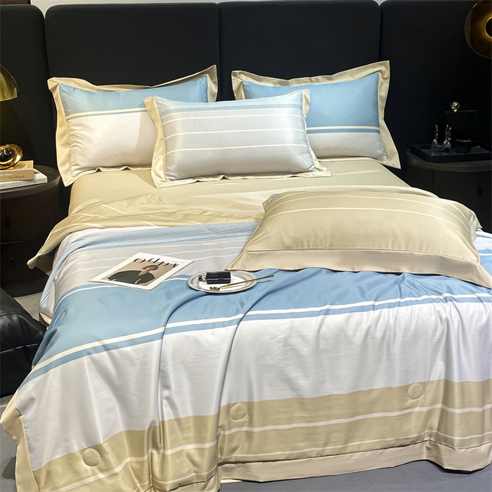 91家纺网 家纺一手货源 找家纺 佳品居 2024新款莱塞尔天丝印花夏被四件套 简约生活