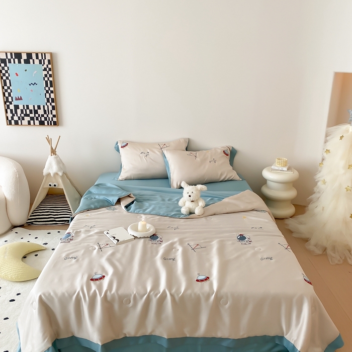 91家纺网 家纺一手货源 找家纺 （总）星野 2024新款80s奥地利天丝夏被-学霸太空人