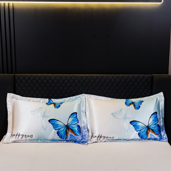 91家纺网 家纺一手货源 找家纺 梦舒羽 2025新款可水洗冰丝枕套宿舍单人凉爽枕头套 花蝴蝶