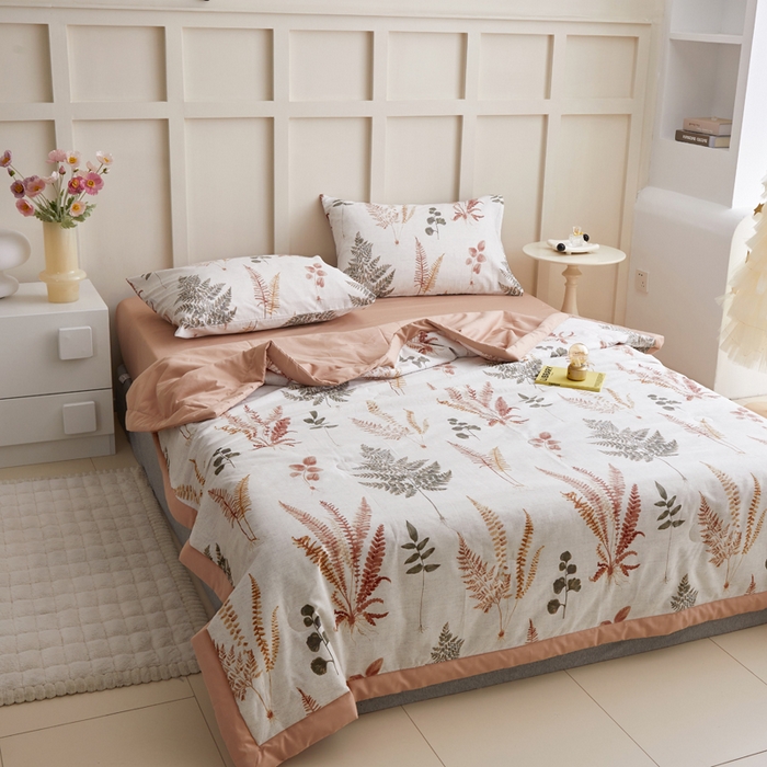 91家纺网 家纺一手货源 找家纺 怡家居 2024新款全棉印花手包边夏被四件套 羽兮