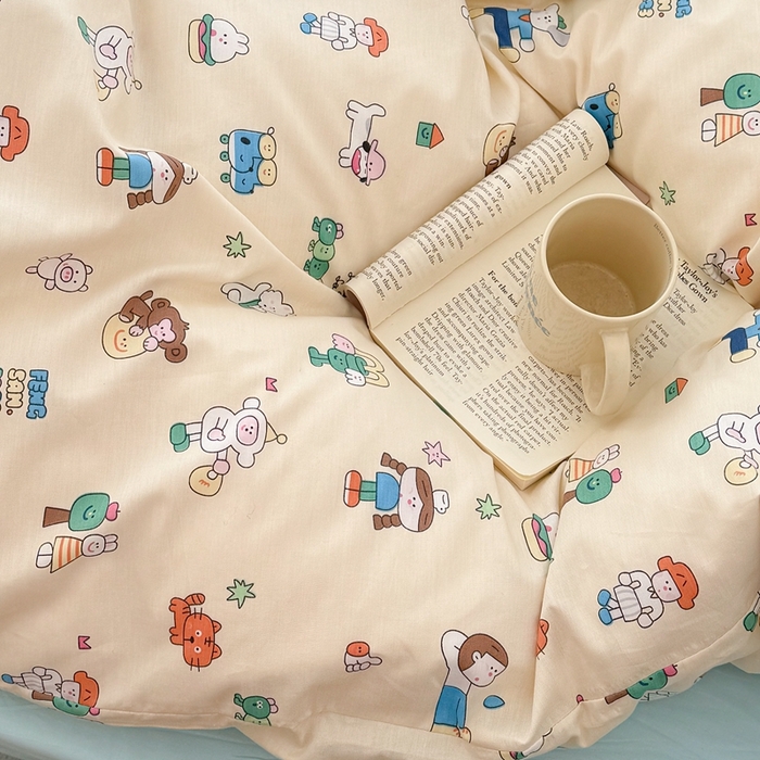 91家纺网 家纺一手货源 找家纺 昔可家纺 2024开春新款全棉印花卡通四件套 潮趣小卡通