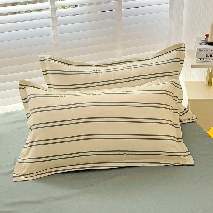 91家纺网 家纺一手货源 找家纺 楠沐-2025年新款亲肤芦荟棉印花枕套 橄榄绿2