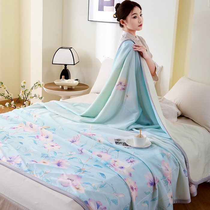 91家纺网 家纺一手货源 找家纺 吾诺家居 2024新款冰嘟嘟微重力硅胶夏被 绚丽花园