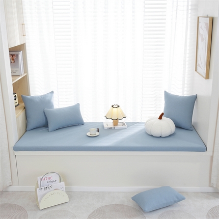 共鸣沙发垫  2024新款5cm厚50D玉米粒绒回形格海绵飘窗垫 回形格蓝色