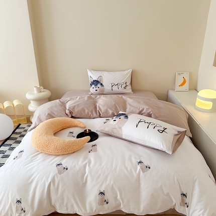 美乐迪家纺 2024ins韩风全棉四件套 哈士奇