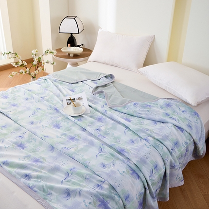 91家纺网 家纺一手货源 找家纺 吾诺家居 2024新款冰嘟嘟微重力硅胶夏被 紫色情缘