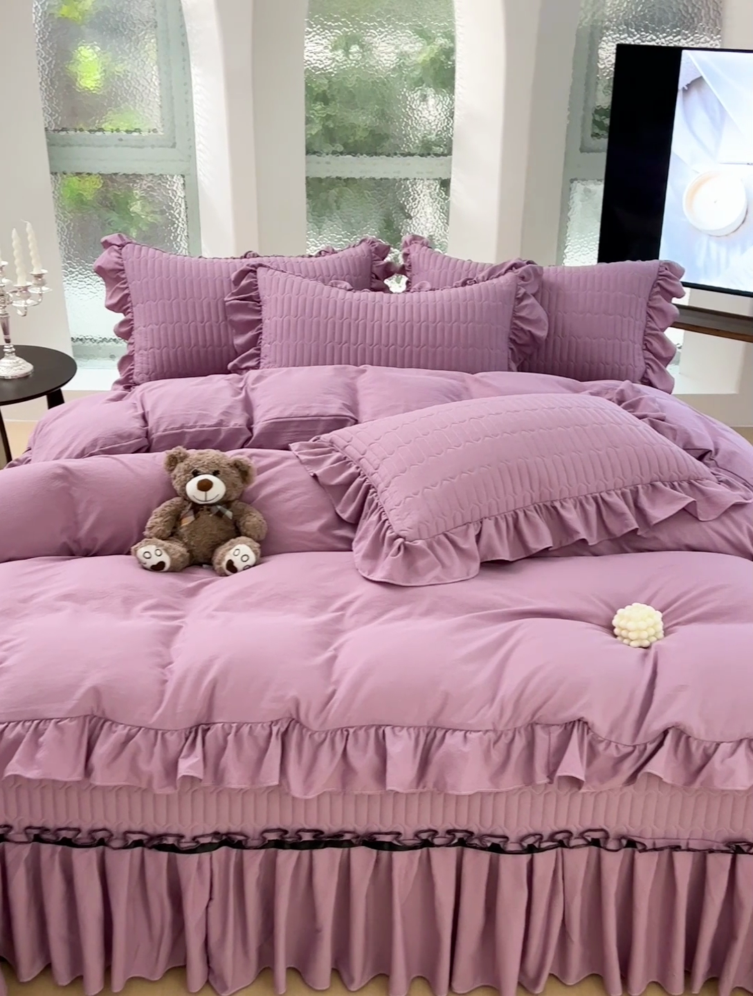 91家纺网 家纺一手货源 找家纺 言熙居家纺 2024新款亲肤床盖四件套-浪漫之约 浪漫之约紫