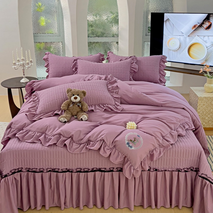 91家纺网 家纺一手货源 找家纺 言熙居家纺 2024新款亲肤床盖四件套-浪漫之约 浪漫之约紫