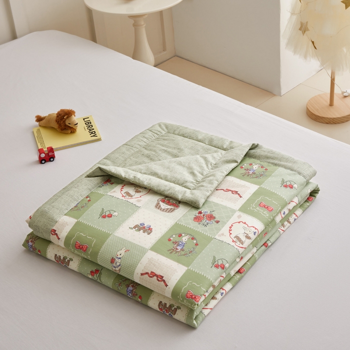 91家纺网 家纺一手货源 找家纺 怡家居 2024新款全棉印花手包边夏被四件套 安格兔