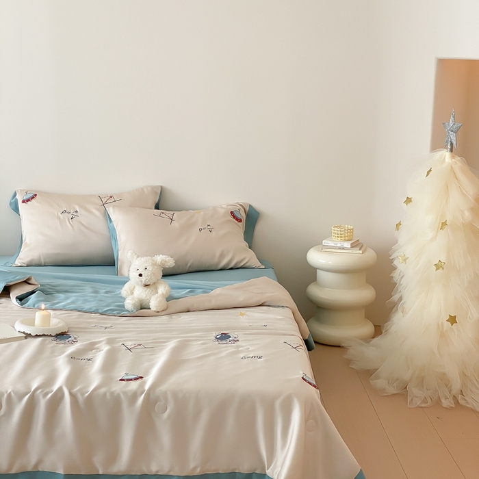 91家纺网 家纺一手货源 找家纺 （总）星野 2024新款80s奥地利天丝夏被-学霸太空人