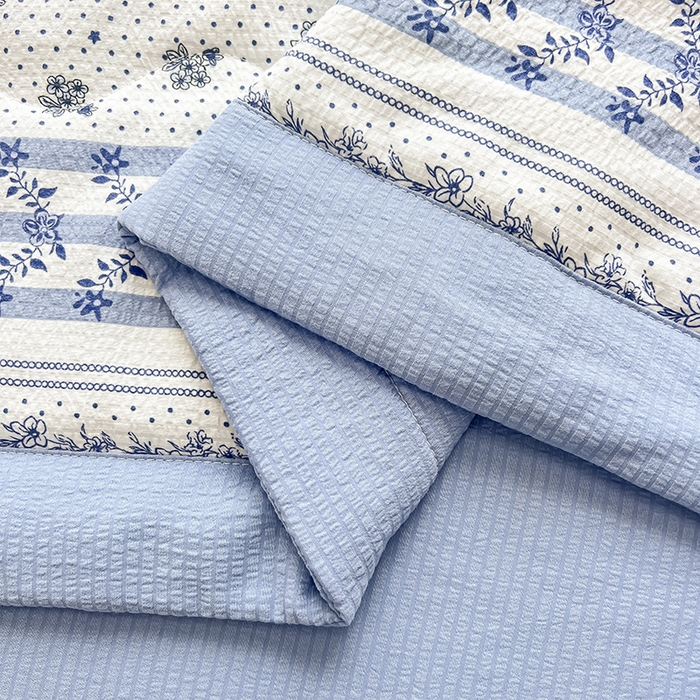 91家纺网 家纺一手货源 找家纺 安哆啦家纺 2024新款A类泡泡棉印花夏被四件套 素雅