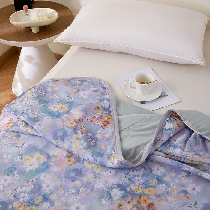 91家纺网 家纺一手货源 找家纺 吾诺家居 2024新款冰嘟嘟微重力硅胶夏被 浪漫花语