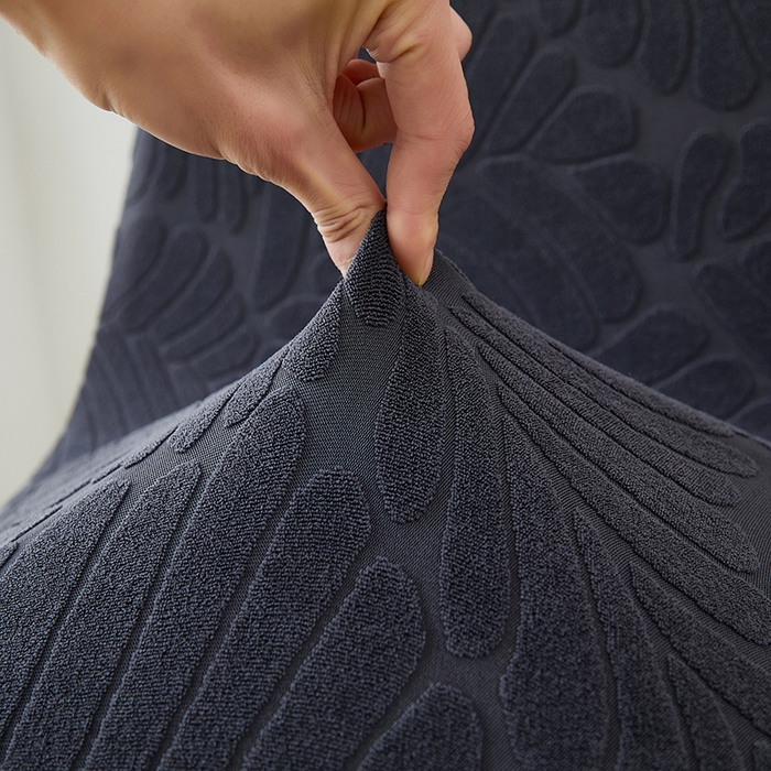 91家纺网 家纺一手货源 找家纺 共鸣沙发套 2024新款臻品提花系列椅套（短背款弧形椅套） 织叶-碳灰