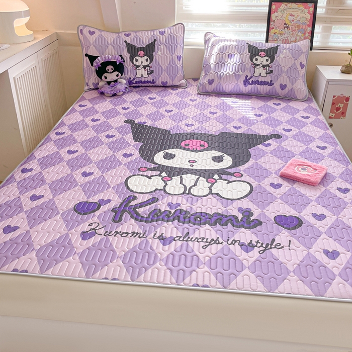 91家纺网 家纺一手货源 找家纺 金爱家 2024款三丽鸥乳胶凉席床笠款 桃心库洛米