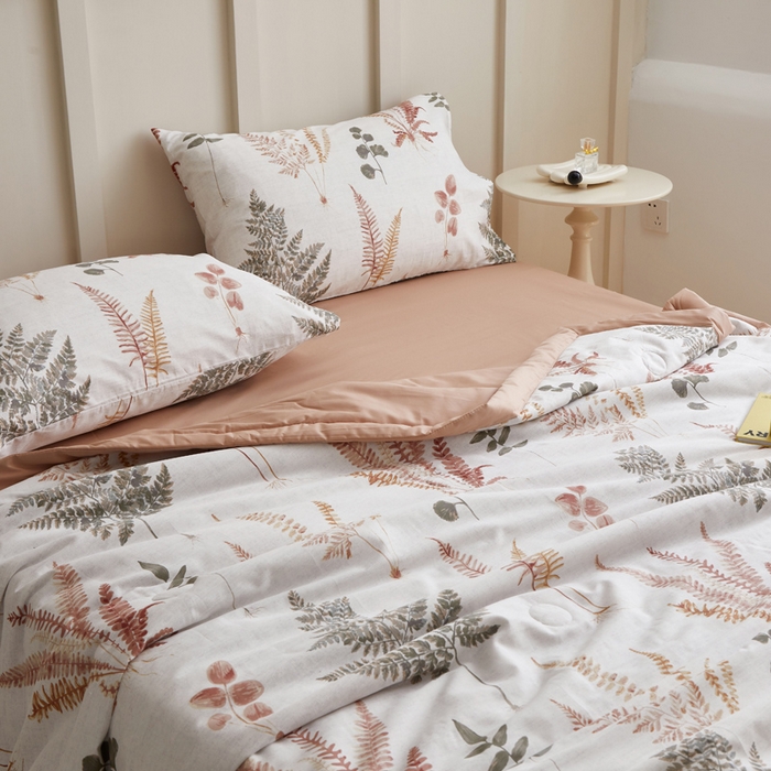 91家纺网 家纺一手货源 找家纺 怡家居 2024新款全棉印花手包边夏被四件套 羽兮